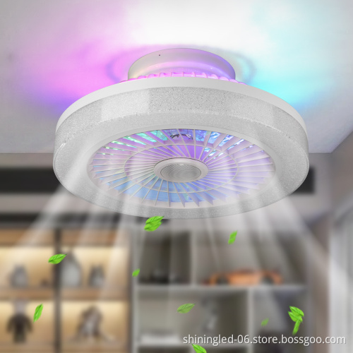 SLYNN 18-inch LED Ceiling Fan with Tuya RGB Multi-colored Light and DC Motor (Remote Control)